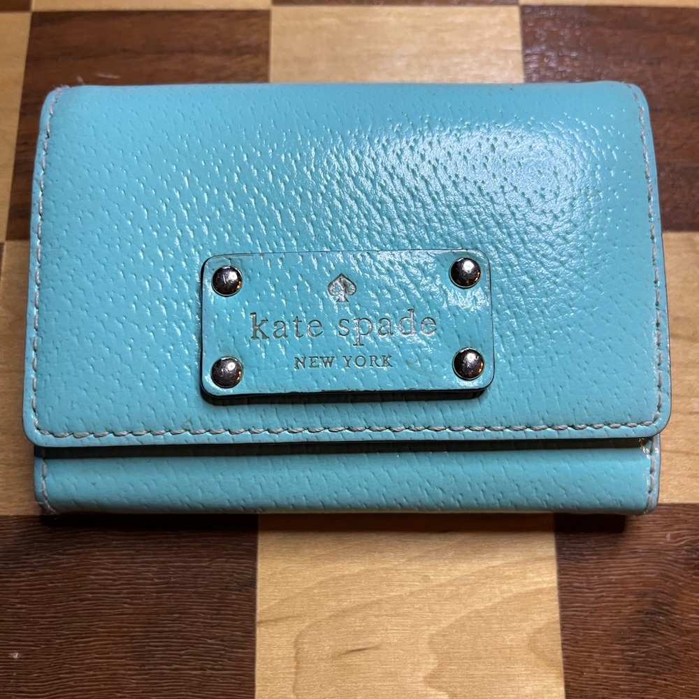 Kate Spade Turquoise Leather 2 fold Wallet Card Holder